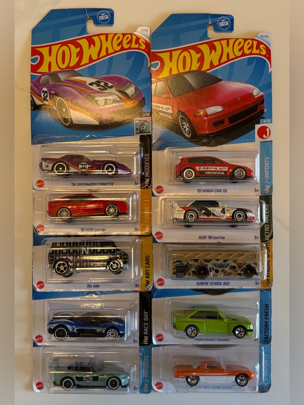 Hot Wheels Lot of 10 Cars - Various Models